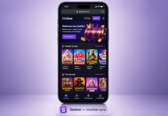 Slotime mobil tarayıcıdan giriş telefon ekranı görseli
